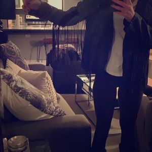 Fringe vegan leather jacket